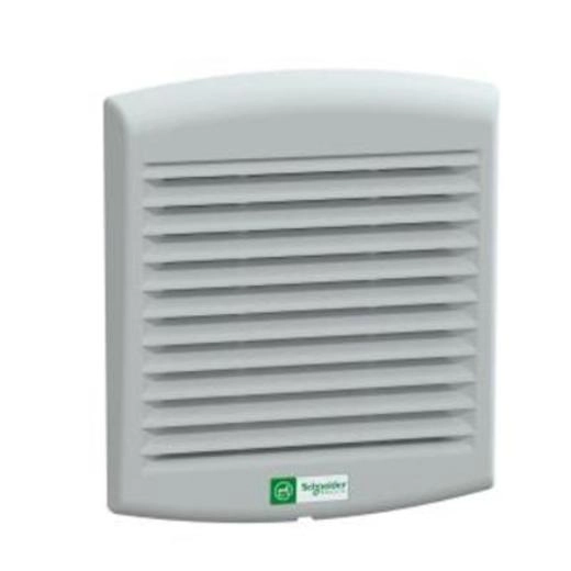  NSYCVF85M230PF NSYCVF85M230PF ClimaSys ventilator IP54, 85m3/h, 230V, sa izlaznom rešetkom i filterom G2 ClimaSys CV ventilator sa aksijalnim motorom. 230V 50Hz ili 60Hz. 17 W 50 Hz, 15 W 60 Hz. Slobodan protok sa standardnim filterom od 85 m3/h na 50 Hz i 98 m3/h na 60 Hz. 170 x 150 x 62 mm. Dimenzije otvora 125 x 125 mm. Izlazna rešetka od ubrizgane termoplastike (ASA PC), siva RAL 7035. Povezivanje kablom. 2 zaštitne rešetke na prednjoj i zadnjoj površini. Zaštita IP54.     
