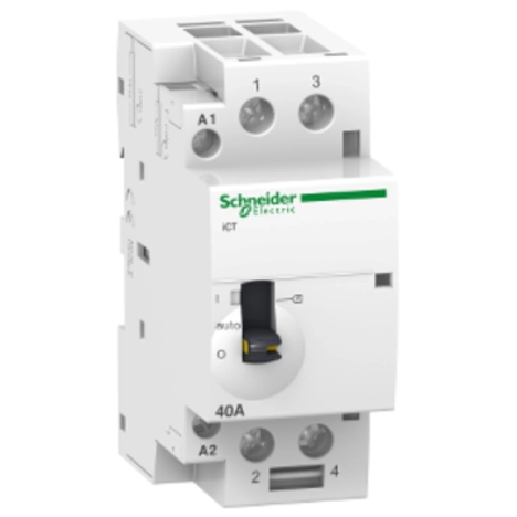  A9C21842 A9C21842 ICT 25 A 2 NO 230..240 V 50 Hz MO kontakt ICT 40A 2NO 220..240V 50Hz MO kontakt. grupa proizvoda: Acti 9 - ime proizvoda: Acti 9 iCT - tip proizvoda ili komponente: kontaktor - primena uređaja: motor - grejanje -hlađenje - [Ie] nazivna radna struja: 40 A AC-7A - tip mreže: AC - tip upravljanja: daljinsko i ručno upravljanje.
