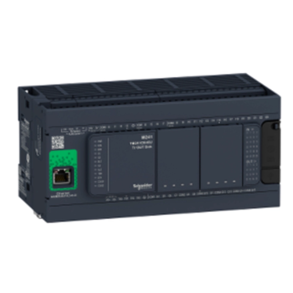  TM241CE40R TM241CE40R Kontroler M241 40 IO relejni Ethernet Kontroler M241 40 IO relejni Ethernet. grupa proizvoda: Modicon M241 - tip proizvoda ili komponente: logički kontroler - tip digitalnog izlaza: tranzistor, relej - broj digitalnih izlaza: 12 relej, 4 tranzistor uključujući 4 brzi izlaz - napon digitalnog izlaza: 24 V DC za tranzistorski izlaz, 5...125 V DC za relejni izlaz, 5...250 V AC za relejni izlaz - struja digitalnog izlaza: 0.5 A sa TR0...TR3 priključak(ci) za tranzistorski izlaz, 2 A sa Q4...Q15 priključak(ci) za relejni izlaz, 0.1 A sa TR0...TR3 priključak(ci) za brzi izlaz (PTO režim).