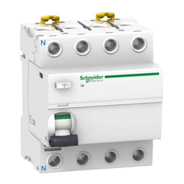  A9R16440 A9R16440 IID - diferencijalni zaštitni prekidač - 4P - 40 A - 500 mA - AC tip Acti9 iID je modularni i pouzdani prekidač sa diferencijalnom zaštitom (RCCB). Radi se o 4P prekidaču sa nazivnom strujom of 40A, AC tipu klase zaštite i 500mA osetljivošću struje curenja. Ovaj proizvod štiti od električnog udara indirektnim kontaktom i od opasnosti od požara. Vrši funkciju isključenja električnih kola u slučaju zemljospoja. Njegov jedinstveni indikator VisiTrip smanjuje vreme intervencije ukazujući na neispravan uređaj sa mehaničkim indikatorom na prednjoj strani. Ovaj proizvod takođe ima VisiSafe okno sa zelenom trakom na prekidaču koji ukazuje na potpuno isključenje polova što omogućava održavanje uređaja na izvodima. Proizvod je usklađen sa standardom EN / IEC 61008-1. Nazivna moć uključenja i isključenja (Im/IÎ”m) je 1500A. Nazivna uslovna struja kratkog spoja (Inc/IÎ”c) je 10kA. Električna izdržljivost do 15000 ciklusa. Mehanička izdržljivost do 20000 ciklusa. Ue radni napon je 380VAC do 415VAC. Ui nazivni napon izolacije je 500VAC