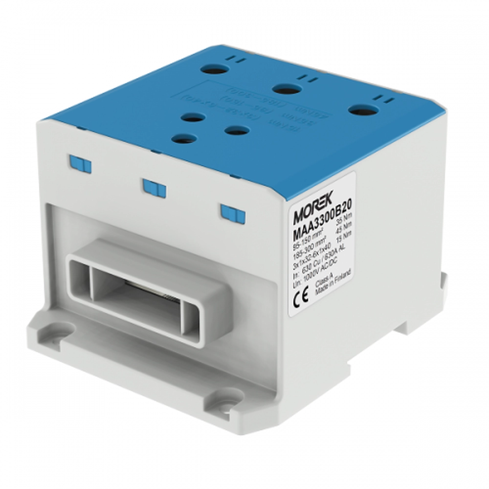 MAA3300B20 MAA3300B20 OTL300-3B plava 3xAl/Cu 95-300mm2/6x1x40 1000V Univerzalna distributivna  stezaljka Stezaljka za spajanje krute ili fleksibilne bakarne sabirnice i više provodnika Al ili Cu 95-300 mm2

U slučaju da su zalihe rasprodate Isporuka 3-4 nedelje.