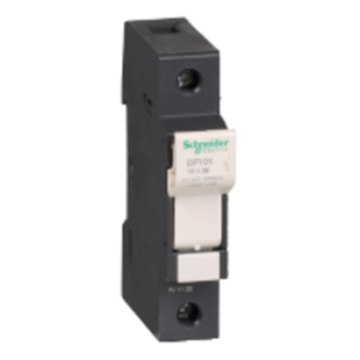 DF101 DF101 TeSyS rastavljač sa osiguračima - 1P - 25 A - veličina osigurača 10 x 38 mm TeSyS rastavljač sa osiguračima, 1p, 25A, veličina osigurača 10x38mm. grupa proizvoda: TeSys - ime proizvoda: TeSys DF - tip proizvoda ili komponente: nosač osigurača - kratko ime uređaja: DF10 - Broj polova: 1P - [Ue] nazivni radni napon: 690 V DC, 690 V AC.