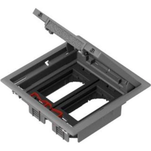  ISM50624 ISM50624 OptiLine 45 - Altira podna kutija - 4 modula Kablovski instalacioni sistem	
Podne kutije
product type	
Altira podna kutija
Tip poda	
Pod sa šupljinama
Betonski pod
Dupli pod
Oblik podne kutije	
Kvadratna
colour	
Siva (RAL 7011)
quantity package 1 / unit	
1 deo
Dopunske informacije
Broj modula	
4 modula
product material	
Steel
PA6
PC/ABS
Dužina	
199 mm
Visina	
72 mm
Širina	
199 mm