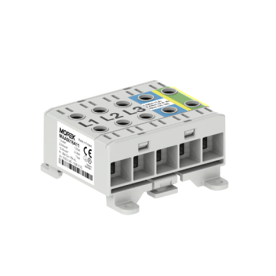 MAA5016A11 MAA5016A11 OTL16-5x siva 5x1xAl/Cu 1.5-16mm2˛ 1500V Univerzalna klema M Universal OTL terminals are designed for copper and aluminum conductors. The terminals are suitable for all types of Cu or Al conductors with a cross-section of up to 300 mm² in applications up to 1000 V AC / 1500 V DC. Their use is very practical in places where copper and aluminum conductors are connected. Copper conductors can be placed in OTL terminals in multiple pieces according to the respective terminal type. Mounting is possible on a standard DIN rail or on a flat, solid surface. The terminals are available in gray, blue, yellow-green, red or black. The electrical part is made of tinned aluminum and the insulating part is made of polyamide PA66 (flammability class V-0 according to UL 94). The clamping part in the shape of a profile is specially milled to prevent the conductor from being pulled out. The clamping screws are made of tinned aluminum and their contact part is coated with contact paste. A hex socket wrench is required to tighten the clamping screw. The operating temperature is between -25 °C and +80 °C. The protection class of the OTL terminals is IP 20. These terminals are certified according to EN 60947-7-1:2009 and EN 61238-1:2003 and meet the requirements of class A.

5P, petopolna klema.
1.5-16mm2
1500V