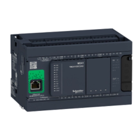  TM241CEC24R TM241CEC24R Kontroler M241 24 IO relejni Ethernet CANOpen master Kontroler M241 24 IO relejni Ethernet CANOpen master. grupa proizvoda: Modicon M241 - tip proizvoda ili komponente: logički kontroler - tip digitalnog izlaza: relej, tranzistor - broj digitalnih izlaza: 4 tranzistor uključujući 4 brzi izlaz, 6 relej - napon digitalnog izlaza: 5...125 V DC za relejni izlaz, 24 V DC za tranzistorski izlaz, 5...250 V AC za relejni izlaz - struja digitalnog izlaza: 2 A sa Q4...Q9 priključak(ci) za relejni izlaz, 0.1 A sa TR0...TR3 priključak(ci) za brzi izlaz (PTO režim), 0.5 A sa TR0...TR3 priključak(ci) za tranzistorski izlaz.
