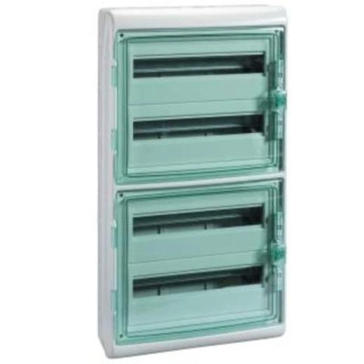  13437 13437 Kaedra - za modularni uređaj - 4 x 18 modula - 4 priključna bloka Tip proizvoda ili komponente	
Orman
Tip ormana	
Orman za modularne uređaje
Dodaci koji se isporučuju uz orman	
4 vezice
4 priključna bloka 32 otvora
2 nosača priključnog bloka
4 seta oznaka
Opis montažne ploče	
Bez montažne ploče
Dopunske informacije
Montaža ormana	
Površinska
Broj 18 mm modula po redu	
18
Ukupan broj 18 mm modula	
72
Broj horizontalnih redova	
4
Električna klasa izolacije	
Klasa II
Dupla izolacija
Obezbeđena oprema	
4 set oznaka
4 vezica
2 terminal block support
4 sabirnica 32 izvoda
Tip prednjeg poklopca	
Reverzibilni
Providni
Snaga disipacije u w	
89 W
[in] nazivna struja	
160 A
Tip šine	
DIN
Broj otvora pg iso	
17
Broj priključnih blokova	
4 sa 32 izvodi
Izvodi razvodnog bloka	
64 x 10 mm²
64 x 16 mm²
Opis opcija zaključavanja	
Opciona bravica
Materijal kućišta	
Self-extinguishing polymer
Širina	
448 mm
Visina	
842 mm
Dubina	
160 mm
Unutrašnja dubina	
88 mm