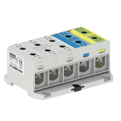  MAA5095A10 MAA5095A10 OTL95-5x siva 5x1xAl/Cu 6-95mm2˛ 1500V Univerzalna klema Universal OTL terminals are designed for copper and aluminum conductors. The terminals are suitable for all types of Cu or Al conductors with a cross-section of up to 300 mm² in applications up to 1000 V AC / 1500 V DC. Their use is very practical in places where copper and aluminum conductors are connected. Copper conductors can be placed in OTL terminals in multiple pieces according to the respective terminal type. Mounting is possible on a standard DIN rail or on a flat, solid surface. The terminals are available in gray, blue, yellow-green, red or black. The electrical part is made of tinned aluminum and the insulating part is made of polyamide PA66 (flammability class V-0 according to UL 94). The clamping part in the shape of a profile is specially milled to prevent the conductor from being pulled out. The clamping screws are made of tinned aluminum and their contact part is coated with contact paste. A hex socket wrench is required to tighten the clamping screw. The operating temperature is between -25 °C and +80 °C. The protection class of the OTL terminals is IP 20. These terminals are certified according to EN 60947-7-1:2009 and EN 61238-1:2003 and meet the requirements of class A.

6-95mm2
5P, petopolna klema.
1500V
