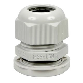  PKZ025 PKZ025 PratiKa - kablovska uvodnica - M25 Tip proizvoda ili komponente	
Kablovska uvodnica
Iso navoj	
M25
Dopunske informacije
Boja	
Grey (RAL 7035)
Okruženje
Ip stepen zaštite	
IP67 u skladu sa IEC 60529
Ik stepen zaštite	
IK09 conforming to EN 62262
Otpornost na vatru	
850 °C conforming to IEC 60695-2-11
Standardi	
IEC 60309-2
IEC 60309-1